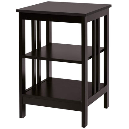 Goflame Nightstand 3-Tier Sofa Side Table W/Reinforced Bars and Stable Structure