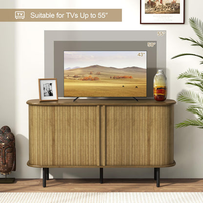 Goflame Kitchen Storage Cabinet, 47” Buffet Cabinet with Storage, Wooden Sideboard w/ 2 Sliding Tambour Doors