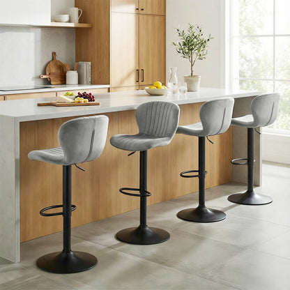 Goflame Bar Stools Set of 2/4 | Adjustable Counter Height Chairs with Velvet Upholstered Backrests