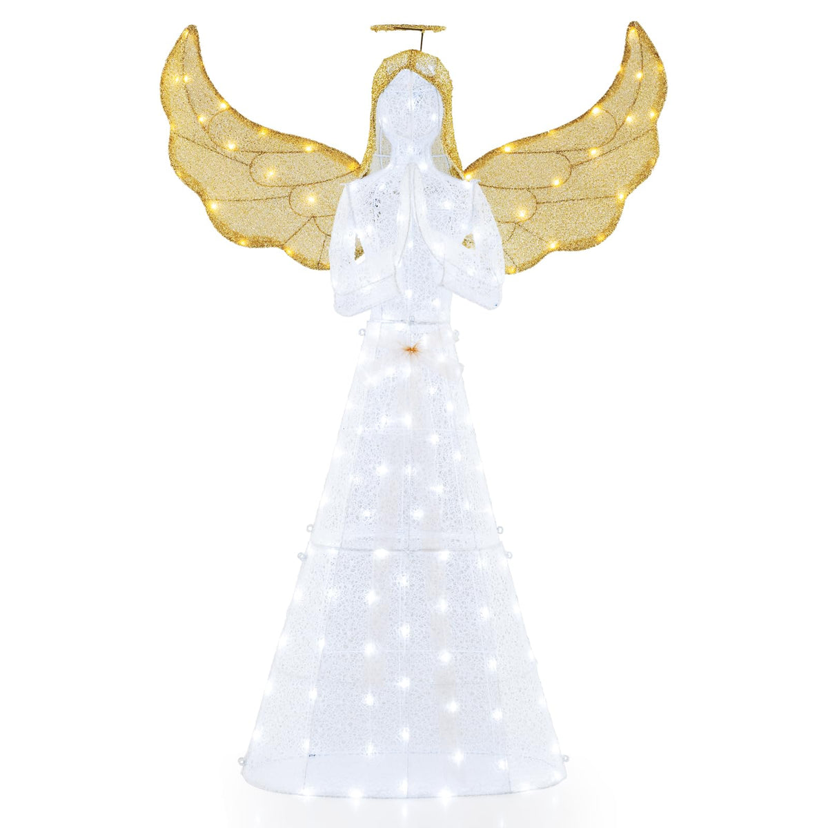 Goflame 5 FT Christmas Pre-Lit Angel, Yard Lighted-up Festive Angel w/Halo
