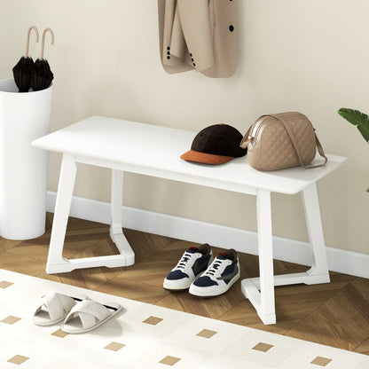 Goflame Set of 1/2 Entryway Bench, 42” Long Dining Bench with Rubber Wood Triangular Legs