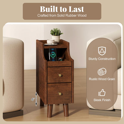 Goflame Narrow Nightstand with 2 Drawers for Small Spaces (1/2)