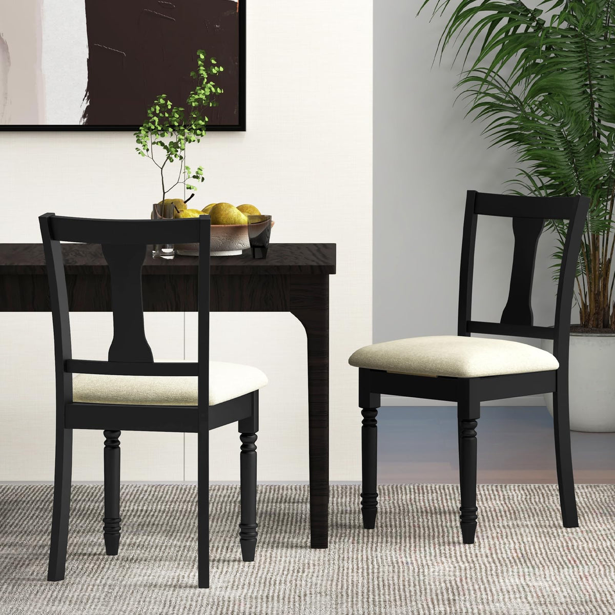 Goflame Wood Dining Chairs Set Farmhouse Dining Room Chair with Cushion Seat, Armless Wooden Dining Side Chairs