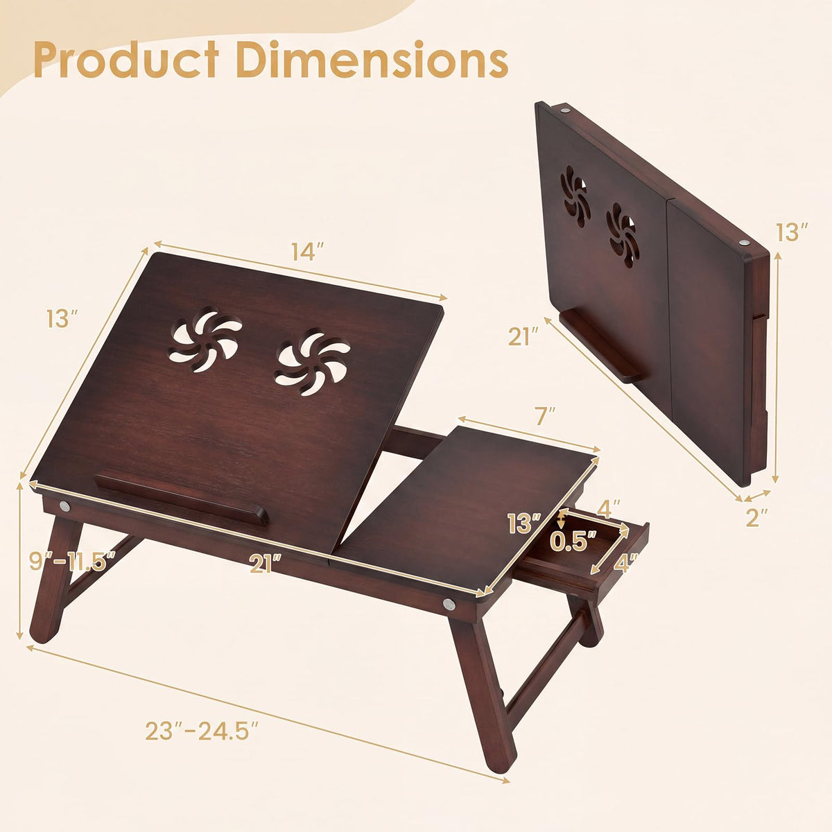 Goflame Bamboo Laptop Desk for Bed
