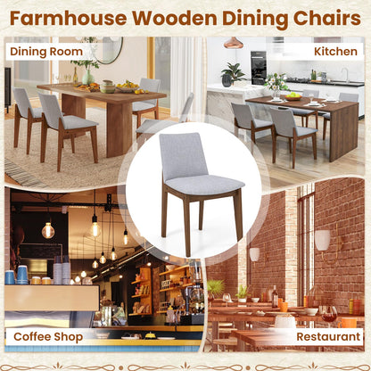 Goflame Upholstered Dining Chairs Set of 2/4, Linen Fabric Wooden Kitchen Chairs w/Rubber Wood Frame