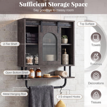 Goflame Bathroom Wall Cabinet with Sliding Barn Door