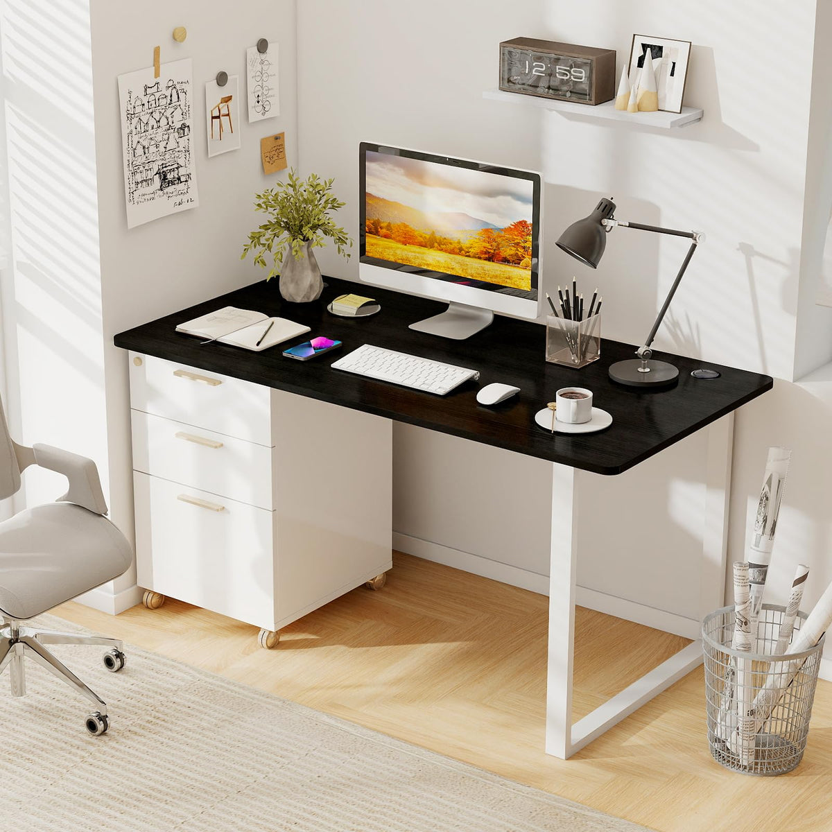 Goflame Universal Wood Table Top 55 x 28 inch Solid One-Piece Desk top