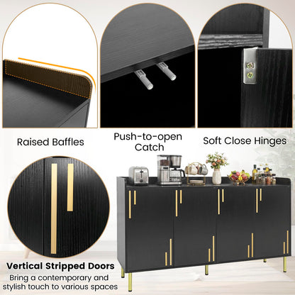 Goflame 55" Modern Buffet Cabinet with 4 Doors