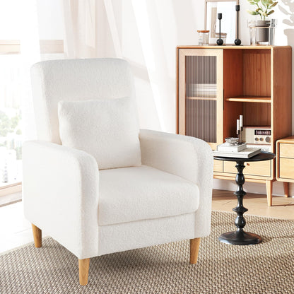 Goflame Modern Accent Chair with Lumbar Pillow Teddy Fleece Cover
