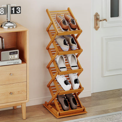 Goflame Foldable Bamboo Magazine Rack with 2 Adjustable Positions