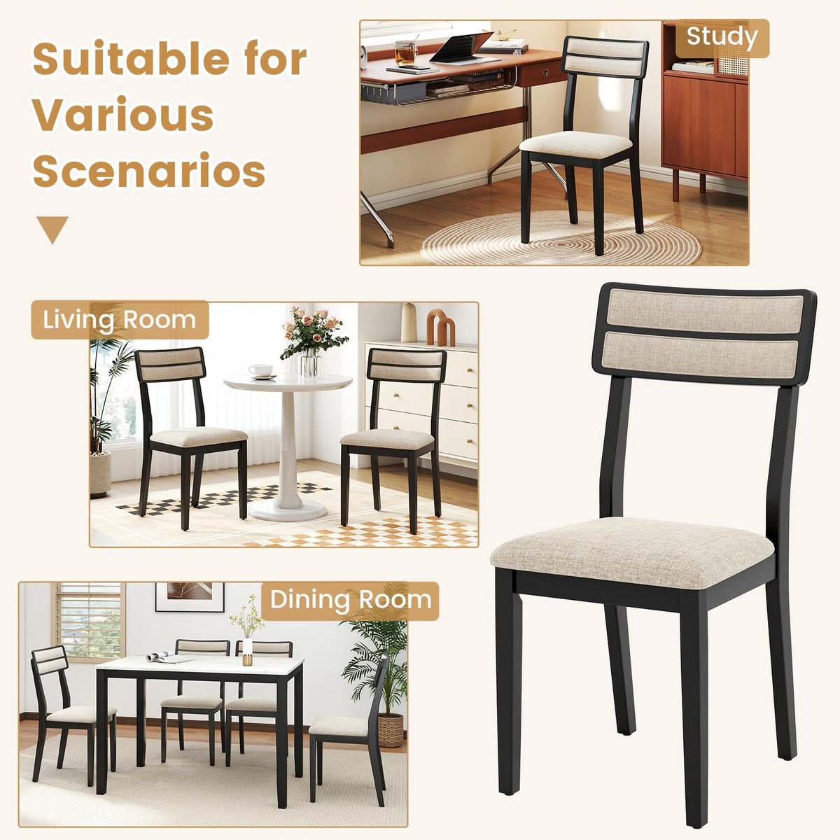 Goflame Modern Dining Chairs Set of 2/4 Upholstered Kitchen Chair
