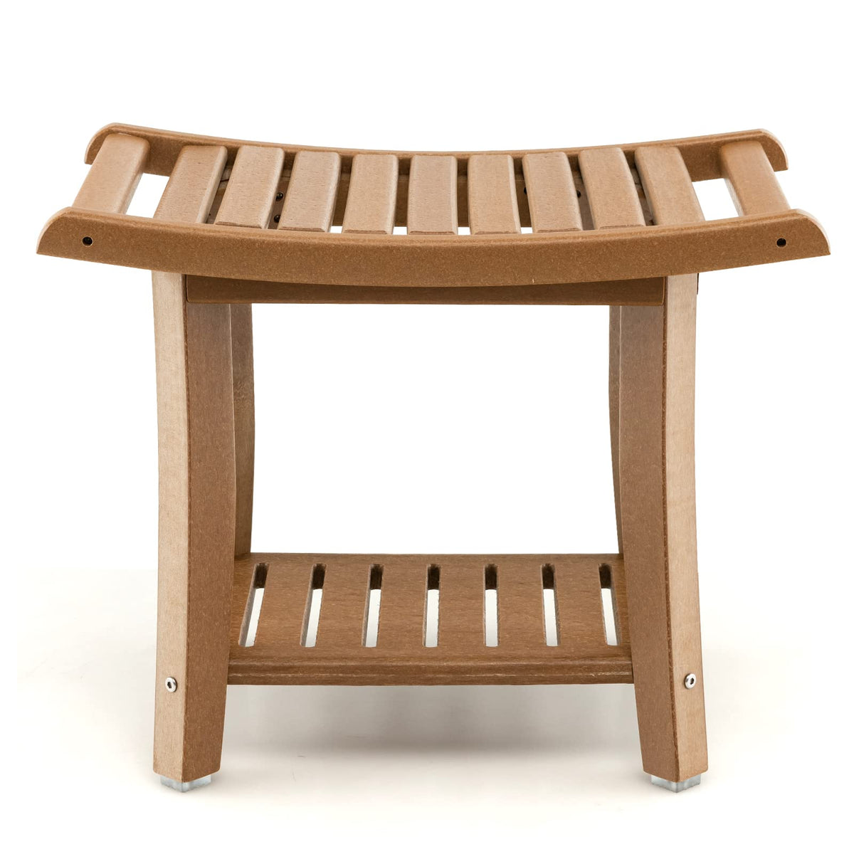 Goflame Shower Bench, HDPE Waterproof Shower Stool with Storage Shelf
