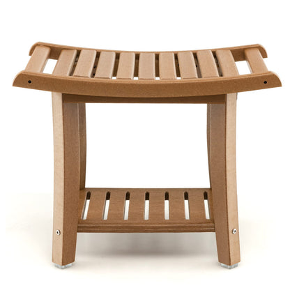 Goflame Shower Bench, HDPE Waterproof Shower Stool with Storage Shelf