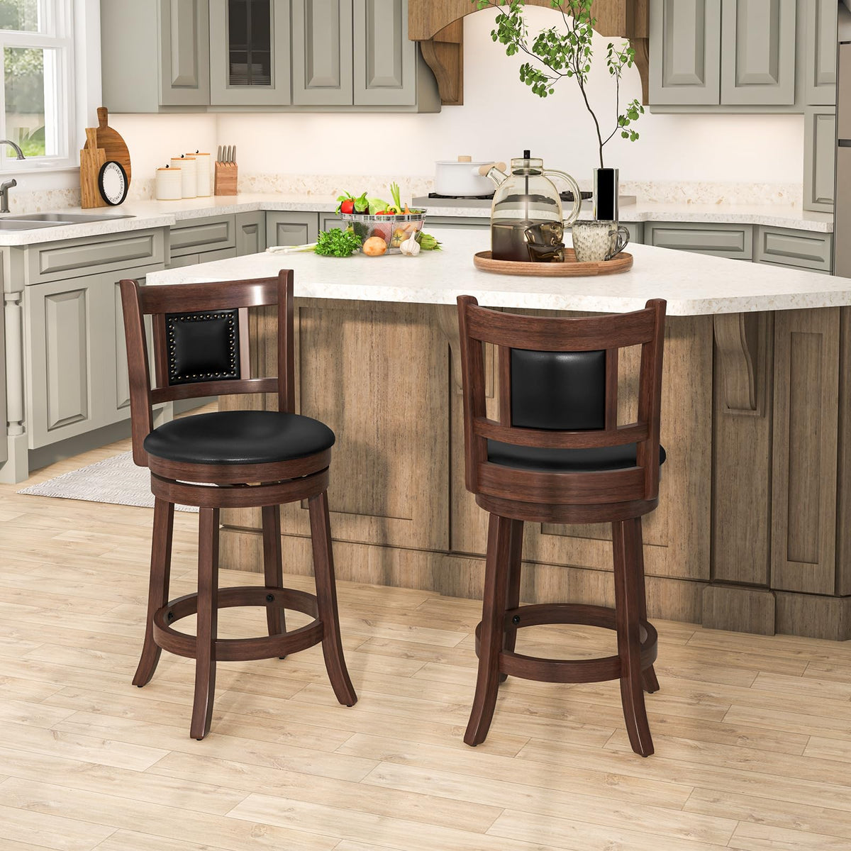 Goflame Swivel Bar Stools Set