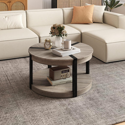 Goflame 2 Tier Round Coffee for Living Room Reception Room