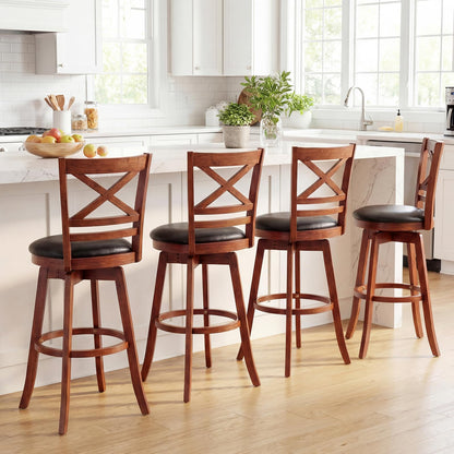Goflame 30.5 Inch Bar Height Chairs Stools Set of 2/4 with PU Faux Leather Upholstered Seat