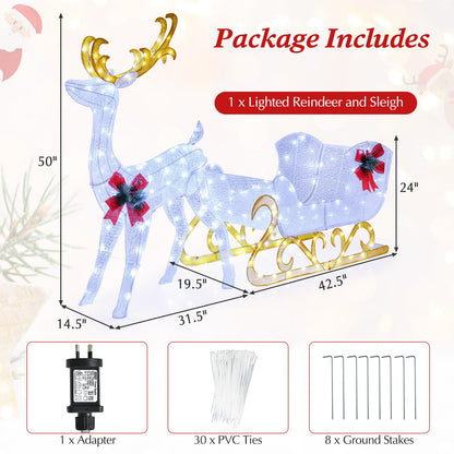 Goflame Lighted Christmas Reindeer and Sleigh w/ 215 LED Lights