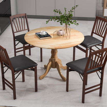Goflame Wooden Dining Table, Dining Table with 40" D Round Tabletop & Curved Trestle Legs