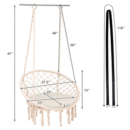 Hammock Chair Macrame Swing - Goflame