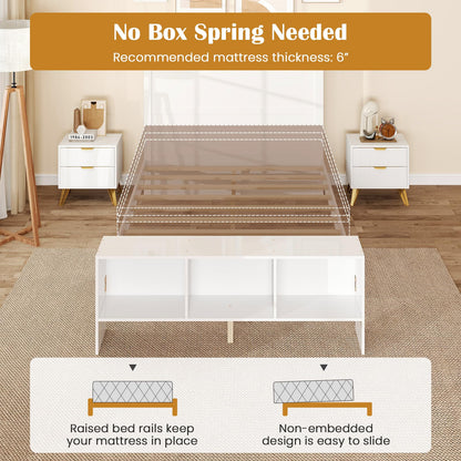 Goflame Full/Twin Size Bed Frame with Storage Headboard & Footboard