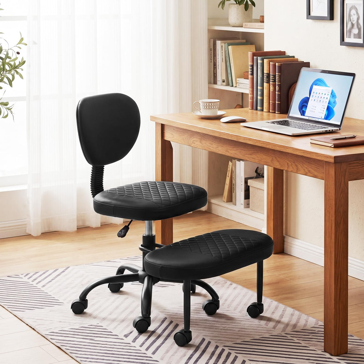 Goflame Ergonomic Criss Cross Meditation Office Chair with Wheels