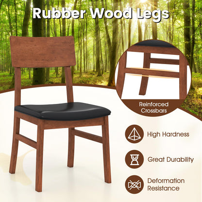Goflame Wooden Dining Chairs Set Kitchen Side Chairs w/Rubber Wood Legs Faux Leather Upholstered Seat