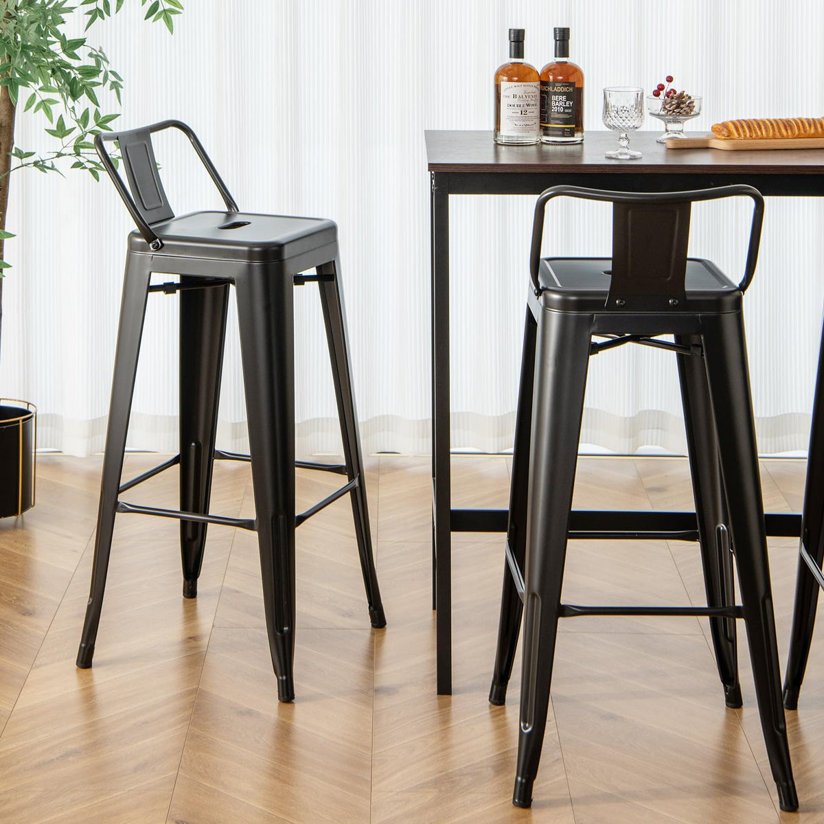Goflame Metal Bar Stools Set of 4 for Kitchen Island