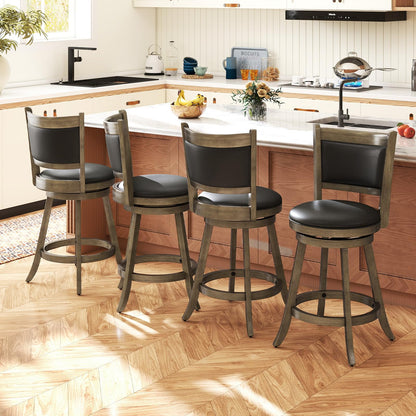 Goflame Accent Wooden Swivel Back Counter Height Bar Stool, Fabric Upholstered Design