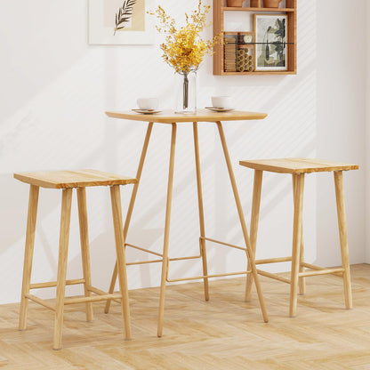 Goflame 25.5" Wooden Bar Stools Set of 2/4, Farmhouse Backless Counter Height Bar Stools with Footrest