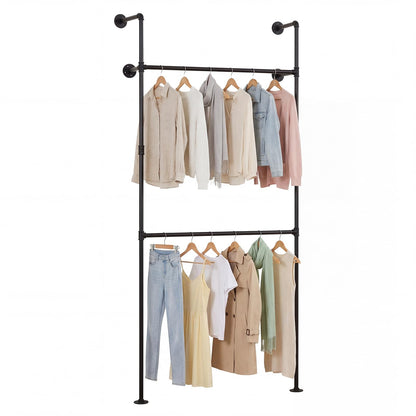 Goflame Industrial Pipe Clothing Rack for Wardrobe Closet