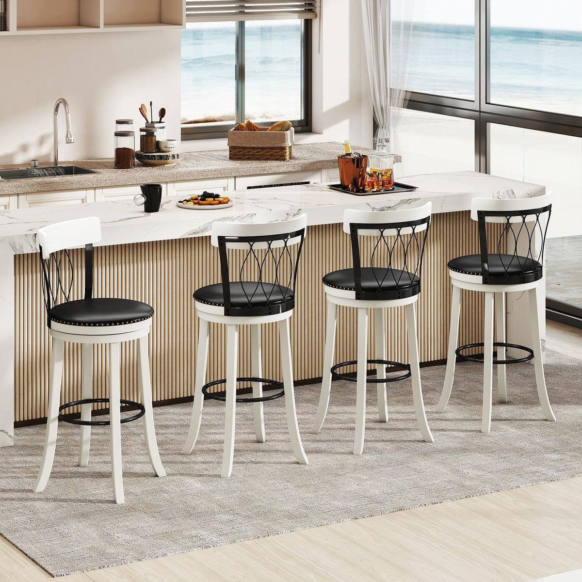 Goflame Swivel Bar Height Bar Chairs with Footrest