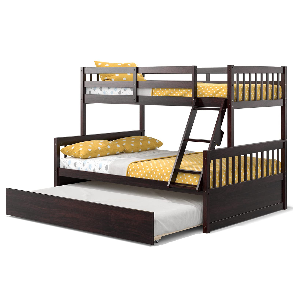 Twin Over Full Bunk Bed with Trundle - Goflame