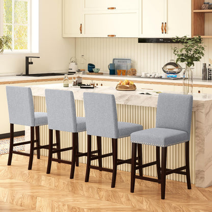 Goflame Modern Bar Stools Set of 2/4 26" Upholstered Counter Height Bar Stools w/Tilt Backrest