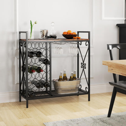 Goflame Wine Bar Table with 6 Glass Wine Glass Holder