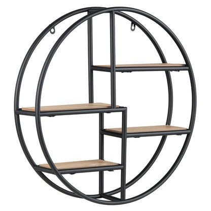 Goflame Industrial Style Round Wall Shelves for Living Room