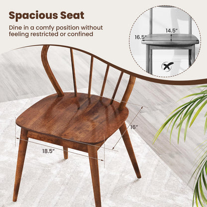 Goflame Wooden Dining Chairs Set of 2/4, Windsor Kitchen Chairs w/High Spindle Back & Rubber Wood Legs