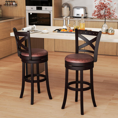 Goflame 30" Swivel Bar Stools with Footrest & Rubber Wood Frame