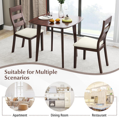 Goflame Wooden Square Kitchen Table and 2 Chairs with Padded Seat