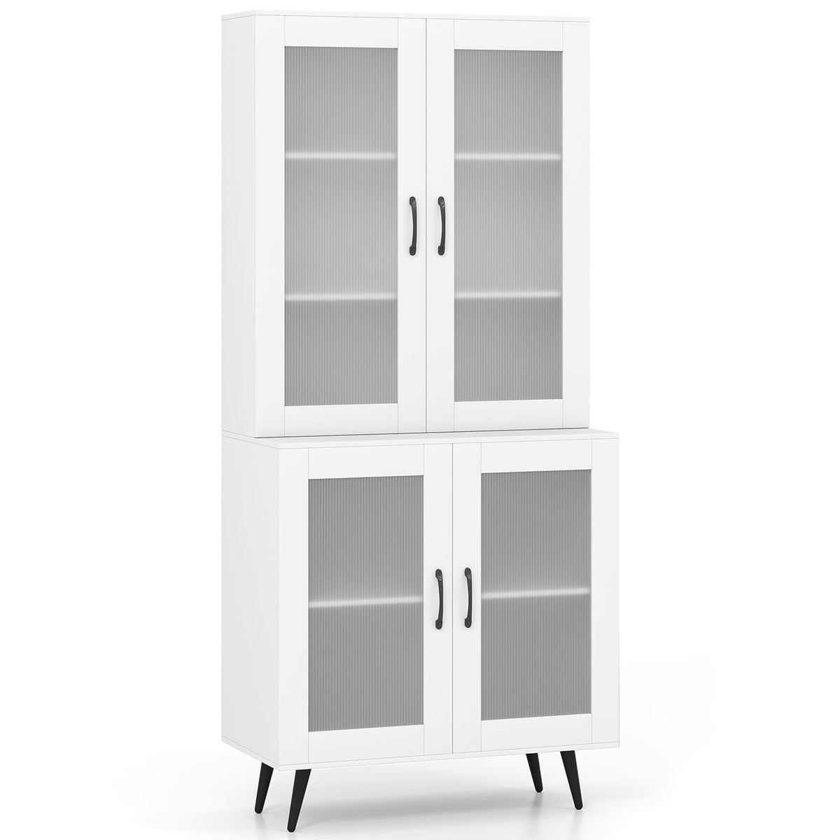 Goflame Kitchen Pantry Cabinet 70.5" Tall Cupboard with 4 Transparent Doors