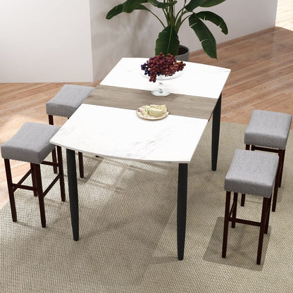 Goflame 29.5" Bar Height Bar Stools Set of 4 - Backless Saddle Barstools with Nailhead Linen Foam Seat
