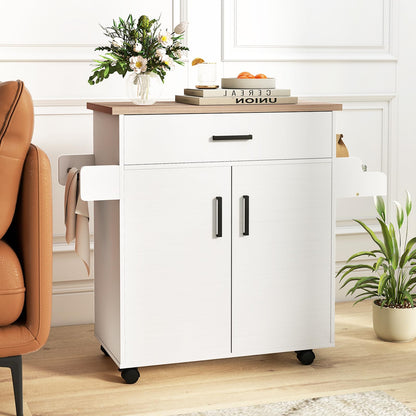 Goflame Kitchen Island with Storage 41.5" W Rolling Island Table