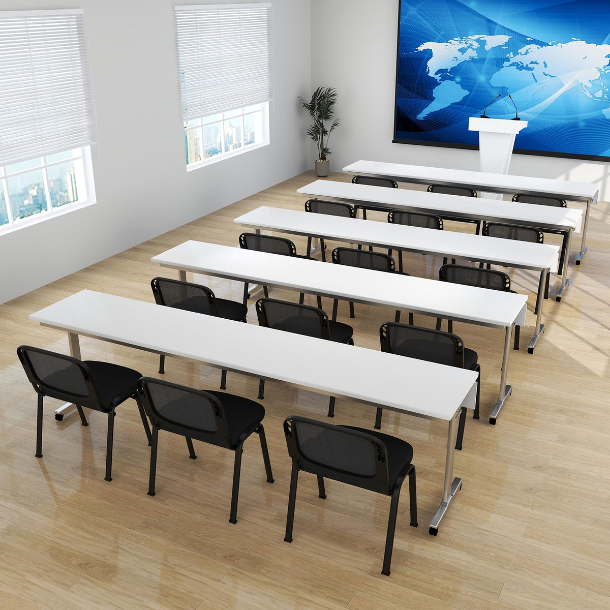 Goflame Set of 5 Stackable Conference Chairs with Mesh Back