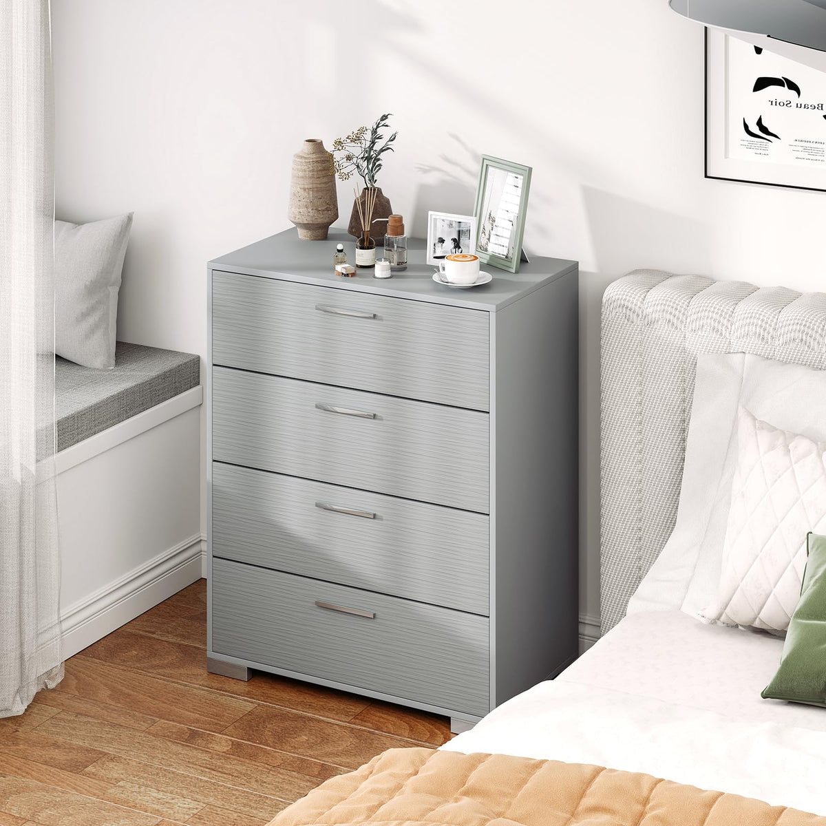 Goflame Storage Cabinet with 4 Drawers, Metal Legs & Handles, Anti-Toppling Devices, Tall Cabinet