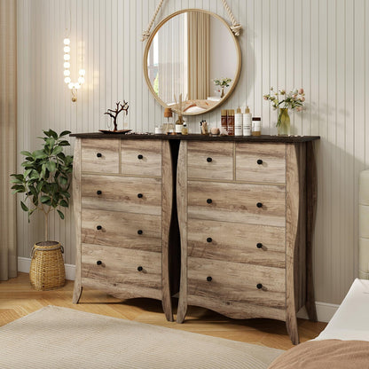 Goflame Storage Cabinet with Foldable & Detachable Fabric Drawers, Anti-Tipping Kit, 26.5” x 15” x 38” Farmhouse Floor Cabinet