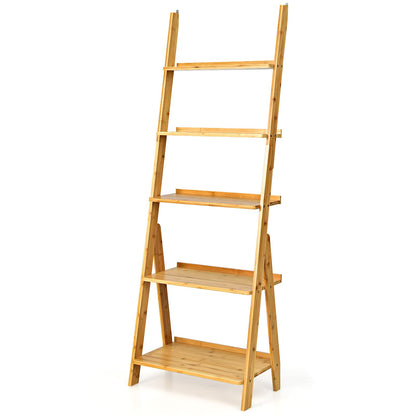 Goflame 5-Tier Ladder Shelf, Multipurpose Freestanding Display Leaning Storage Shelves