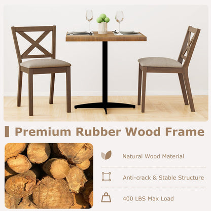 Goflame Wooden Dining Chairs Set of 2/4 with Rubber Wood Legs, Fabric Padded Seat Cross Back