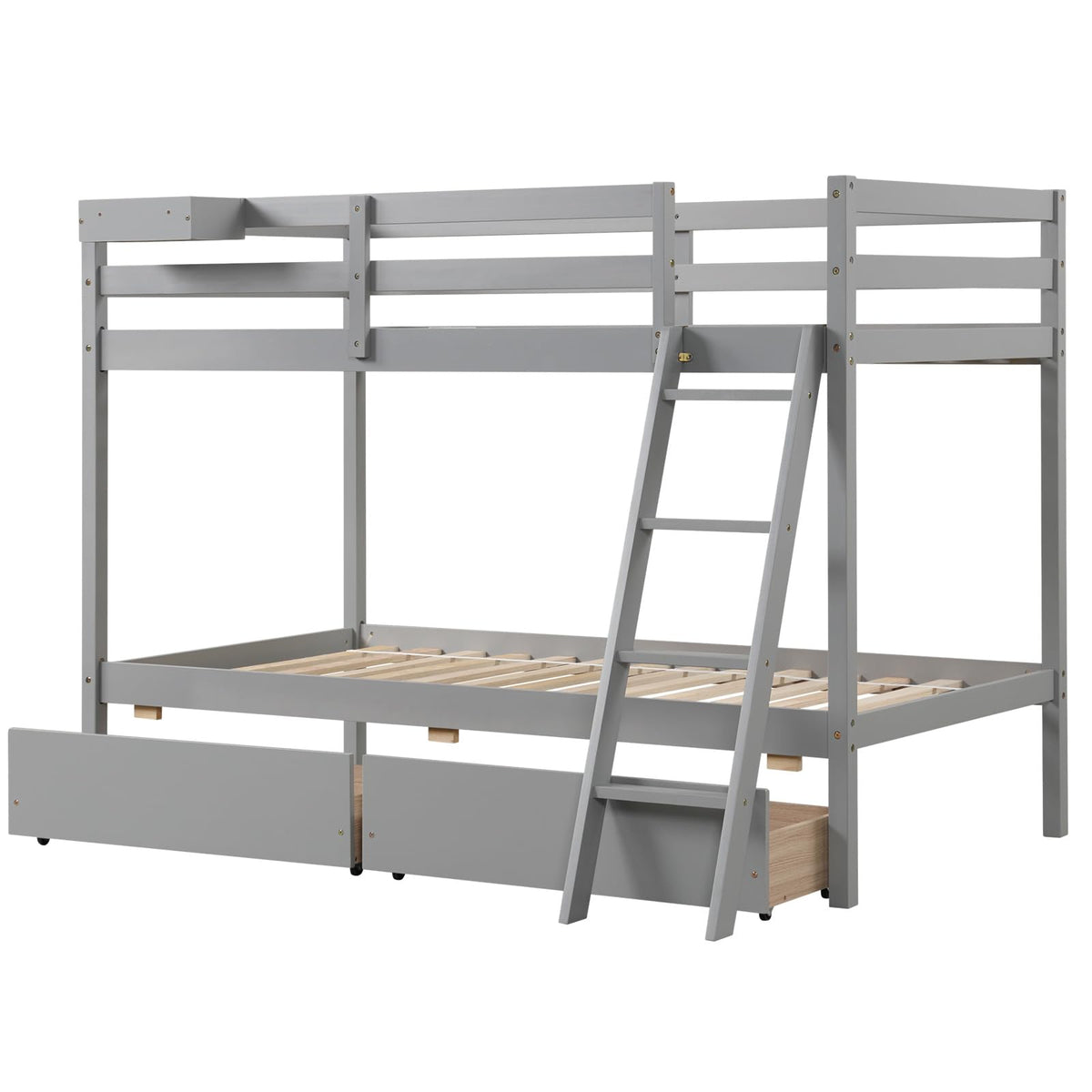 Goflame Bunk Bed Twin Over Twin with 2 Storage Drawers