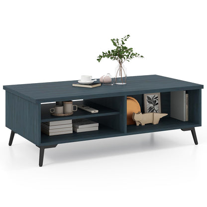 Goflame 2-Tier Mid Century Modern Coffee Table with Storage Shelves Compartments