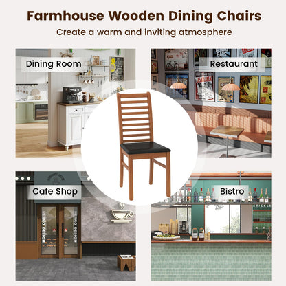 Goflame Wooden Dining Chairs Set PU Leather Upholstered Kitchen Armless Chairs w/Rubber Wood Legs