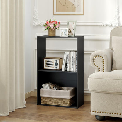 Goflame 3-Tier Bookshelf | 2-Cube Bookcase w/Open Storage Compartment (1/2)